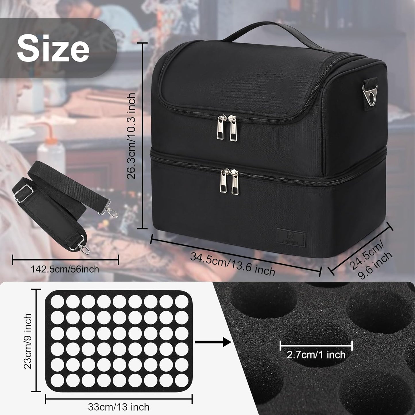 Double Layer Tattoo Travel Organizer Shoulder Bag