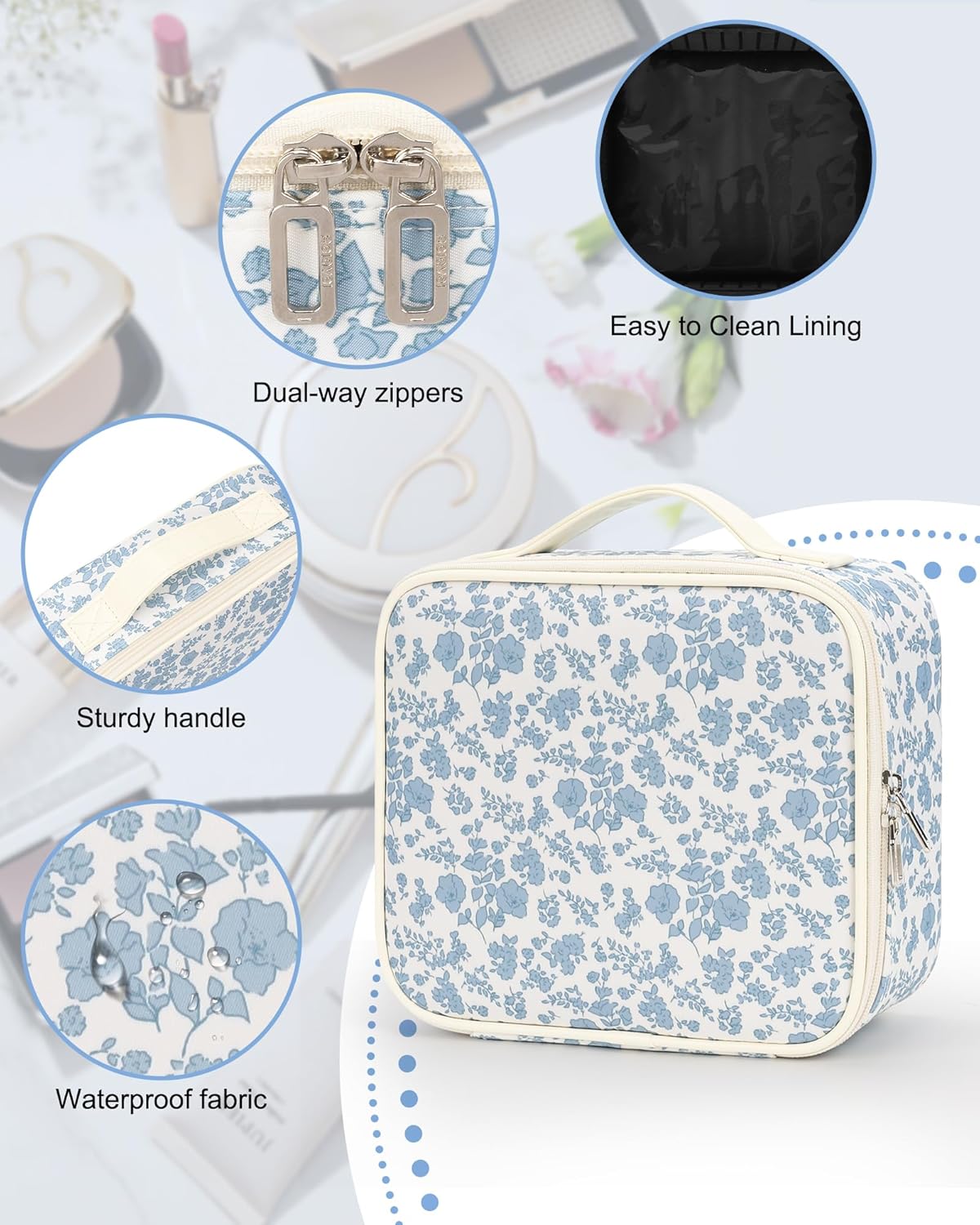 Floral Print Small Makeup Case