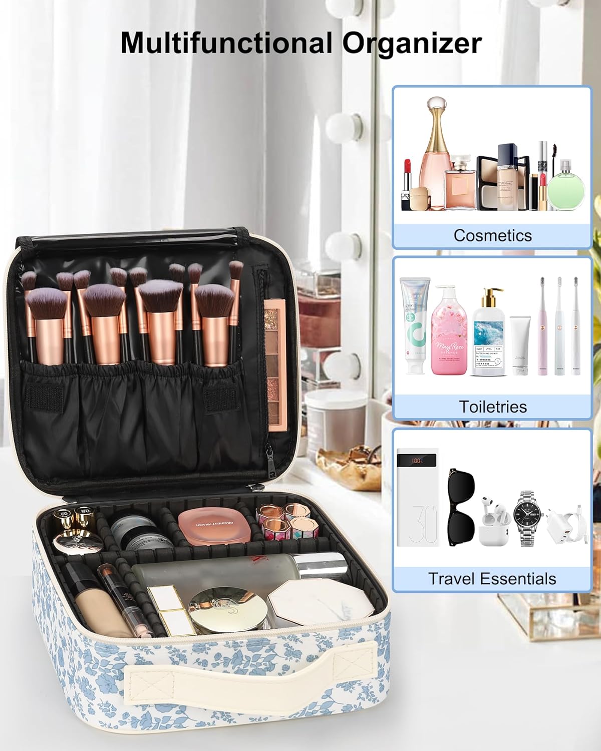 Floral Print Small Makeup Case