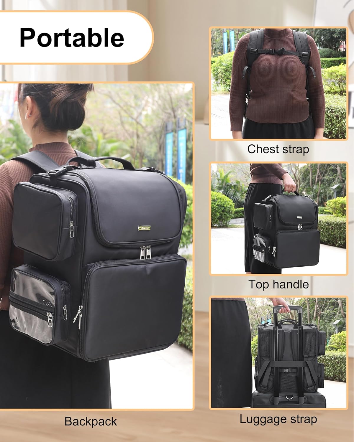 Hair Stylist Travel Makeup Backpack with Heat Insulation Full Layer