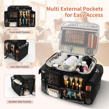 Large Hairstylist Multi Pockets Traveling Bag with Removeable Dividers & Shoulder Strap