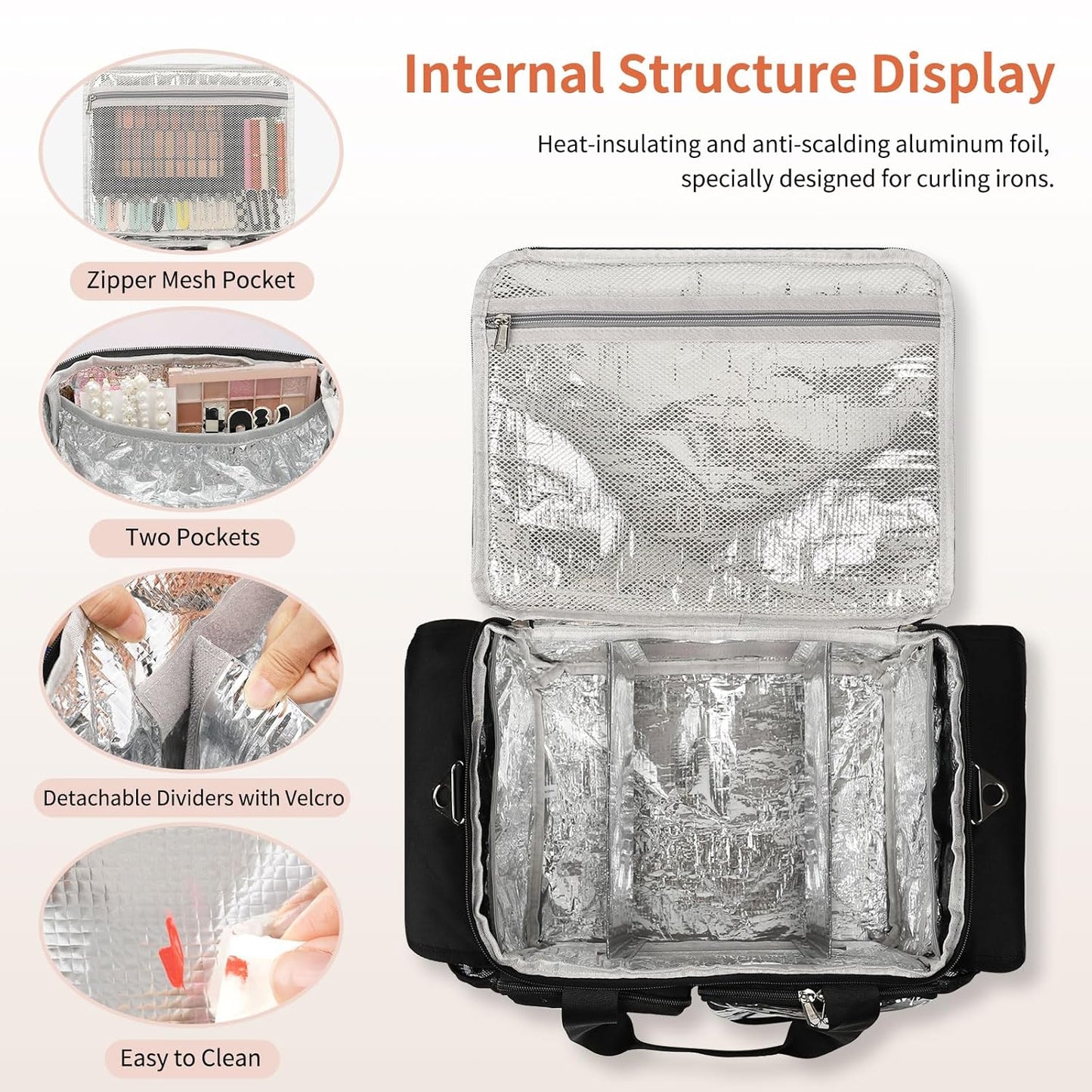 Large Hairstylist Multi Pockets Traveling Bag with Removeable Dividers & Shoulder Strap