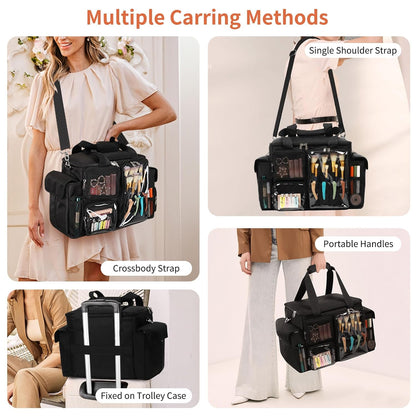 Large Hairstylist Multi Pockets Traveling Bag with Removeable Dividers & Shoulder Strap