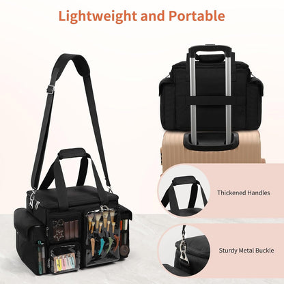 Large Hairstylist Multi Pockets Traveling Bag with Removeable Dividers & Shoulder Strap