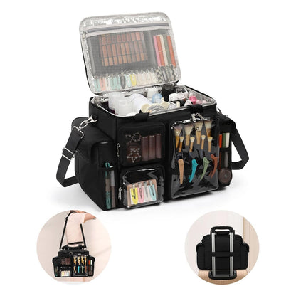 Large Hairstylist Multi Pockets Traveling Bag with Removeable Dividers & Shoulder Strap