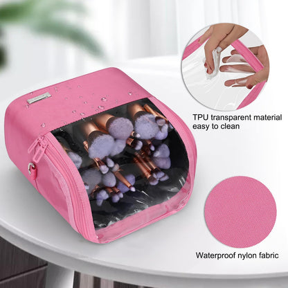 Available for sale in the United States only.Makeup Brush Case with Shoulder Strap and Adjustable Divider (Large Rose Pink)