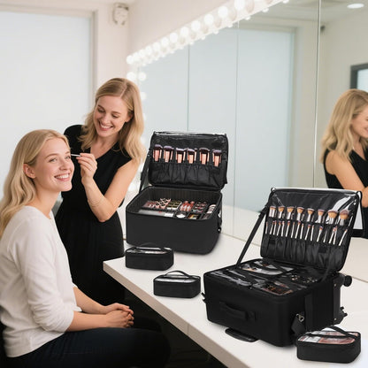Available for sale in the United States only.New 360° Rolling Extra Large 2 in 1 Makeup Case with 7 Small Bag