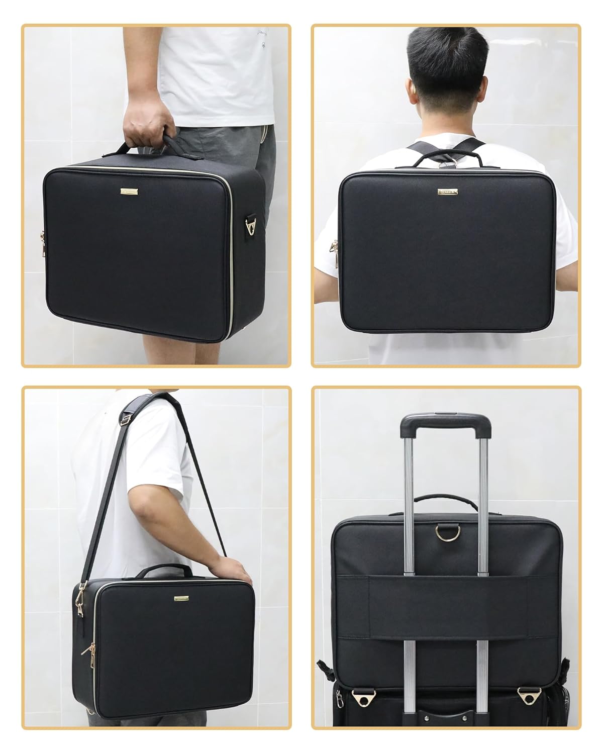 New Extra Large Makeup Case with 4 Clear Bags and Lipstick Plate