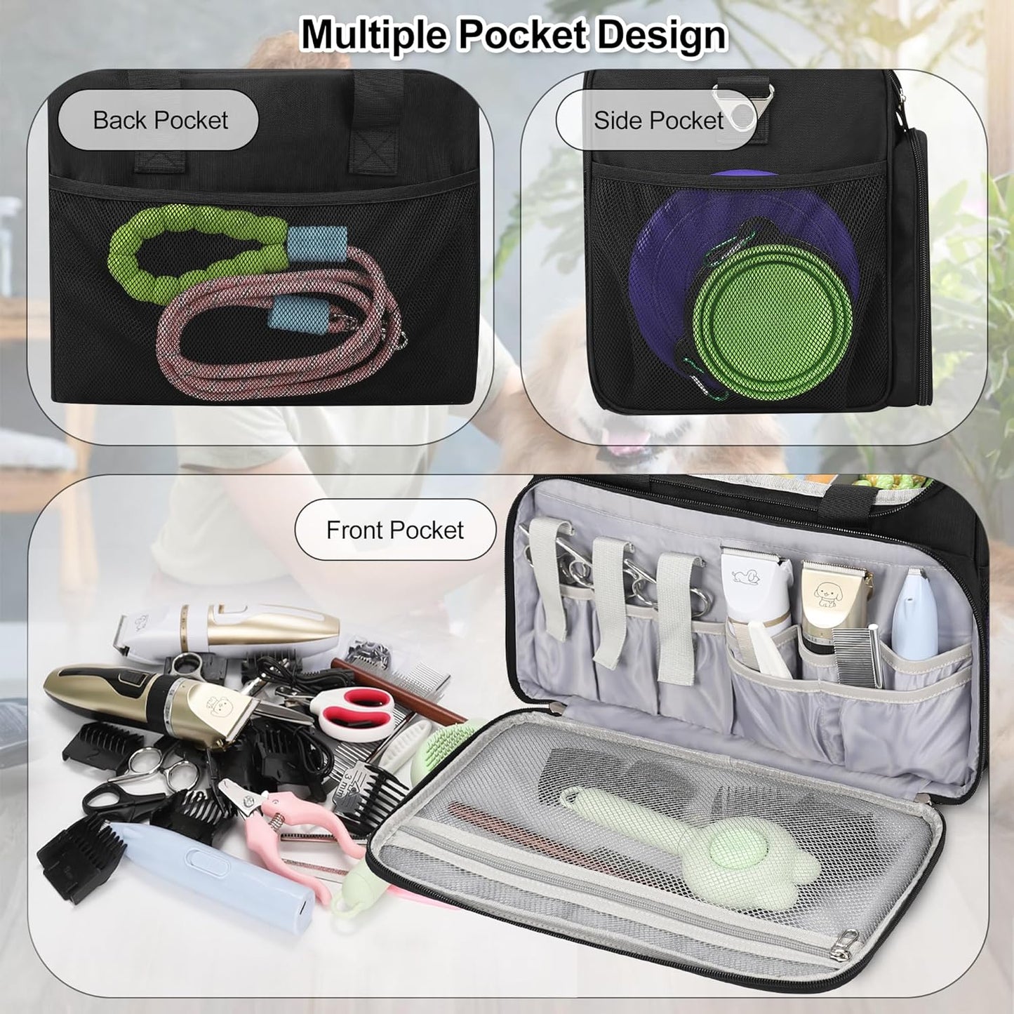Professional Travel Pet Grooming Bag with Compartments