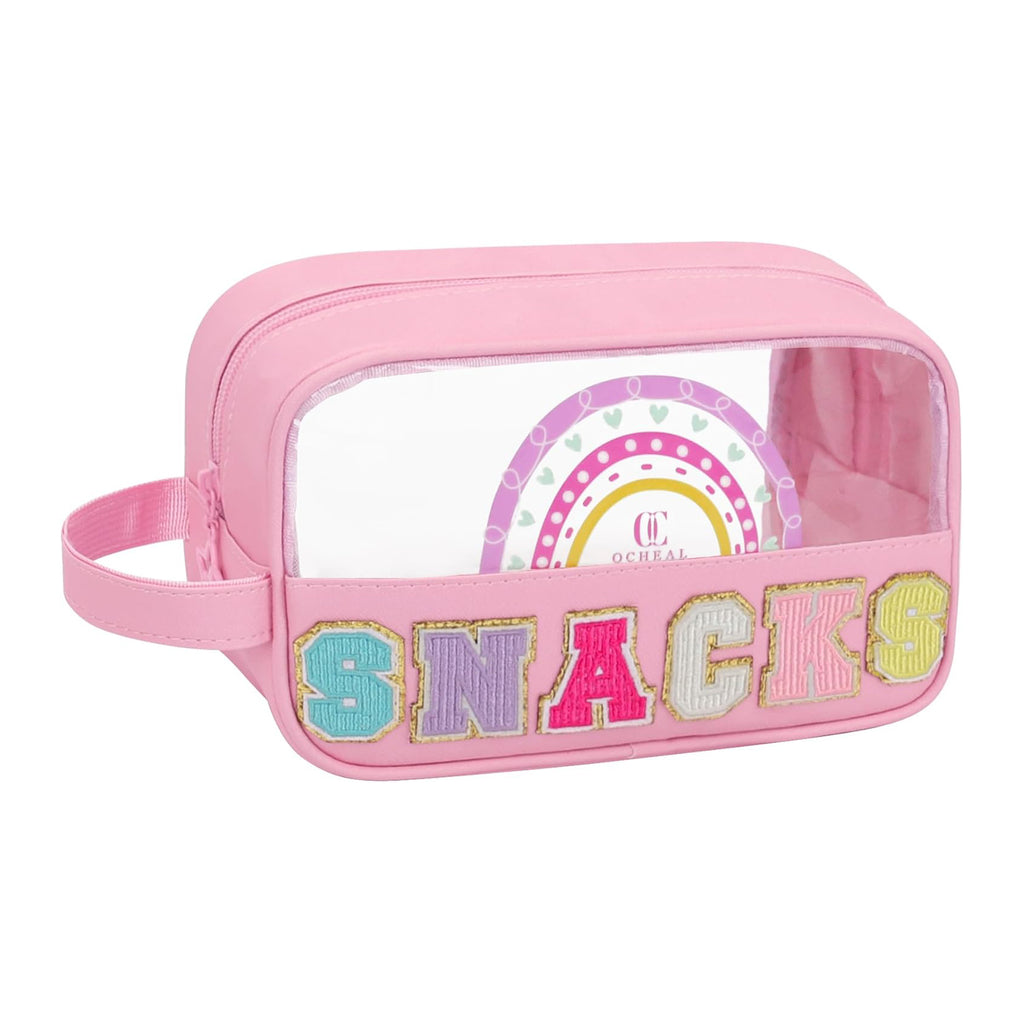 Pink Clear Pouch Makeup Travel Toiletry Bag Snack Bag