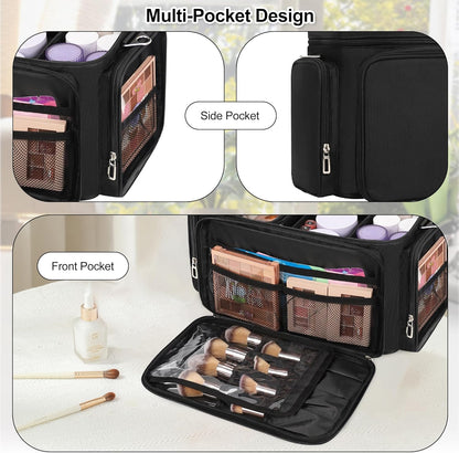 Available for sale in the United States only.Portable Large Makeup Organizer Bag with 2 Pouches & Detachable Dividers