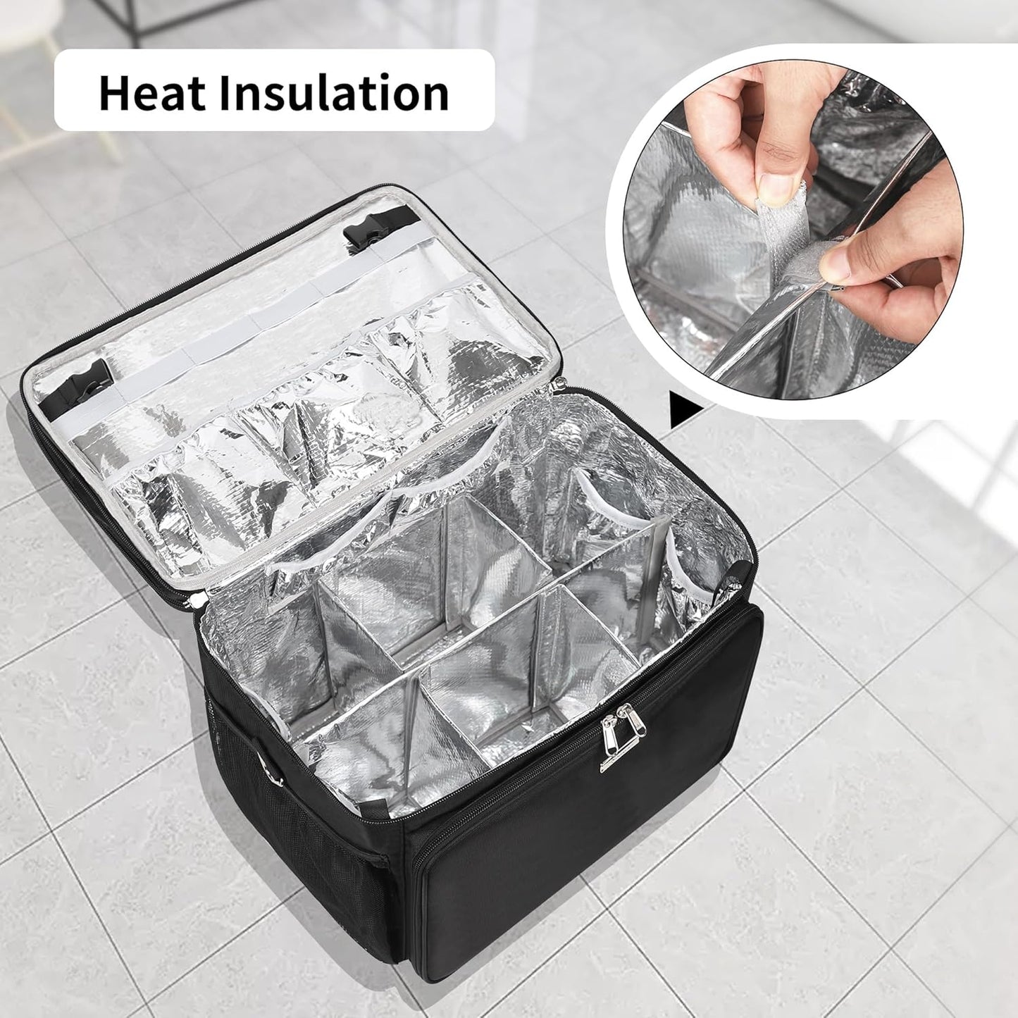Available for sale in the United States only.Professional 2-Layers Heat Insulation Barber Travel Bag with Shoulder Strap