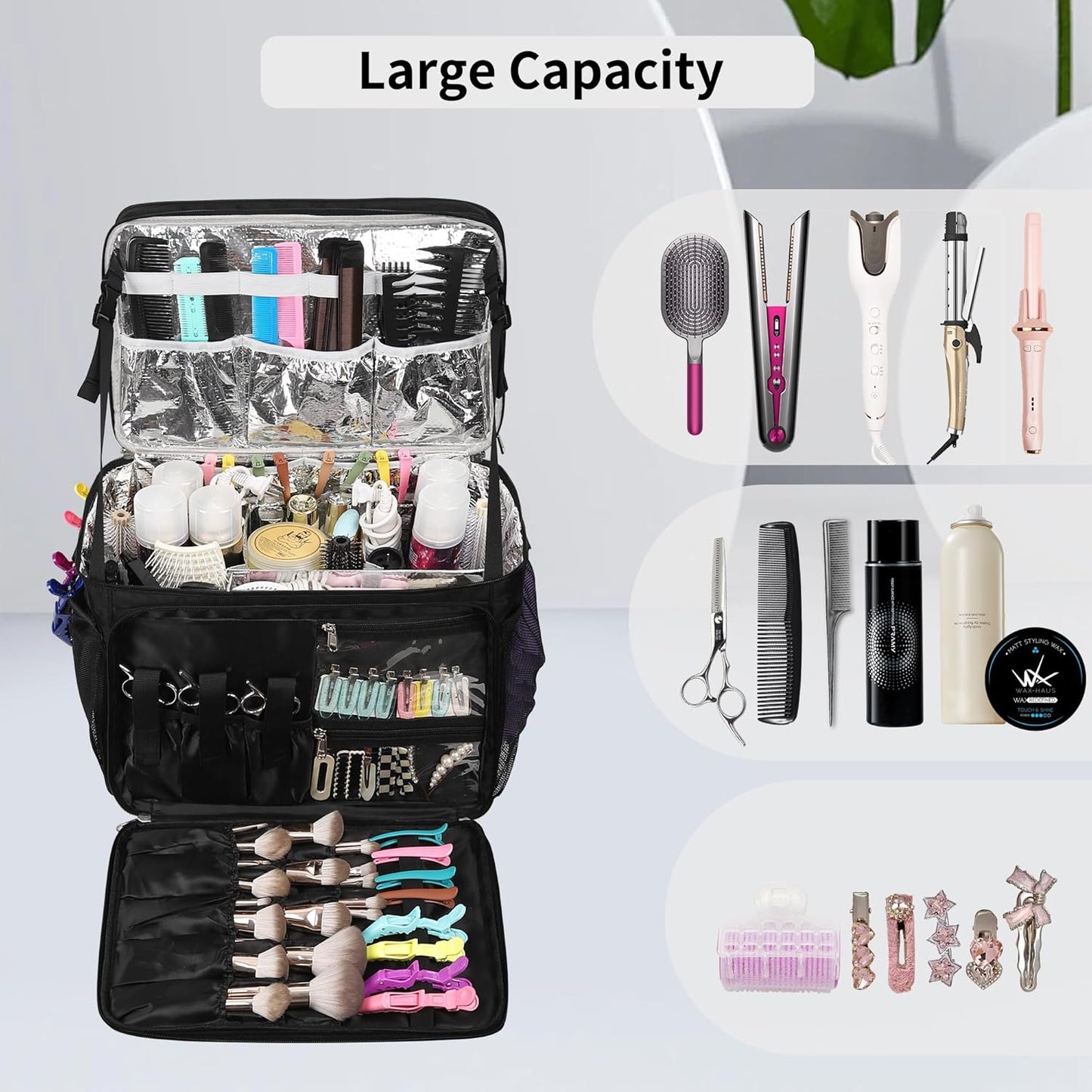 Available for sale in the United States only.Professional 2-Layers Heat Insulation Barber Travel Bag with Shoulder Strap