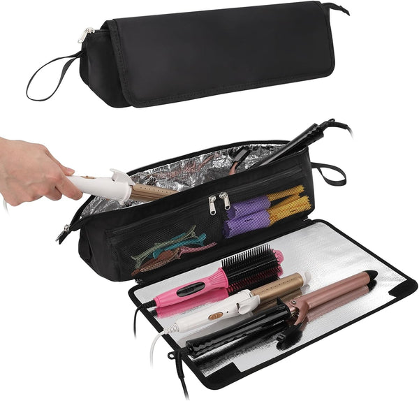 2 in 1 Hair Tools Travel Bag and Tinfoil Heat Resistant Mat Relavel