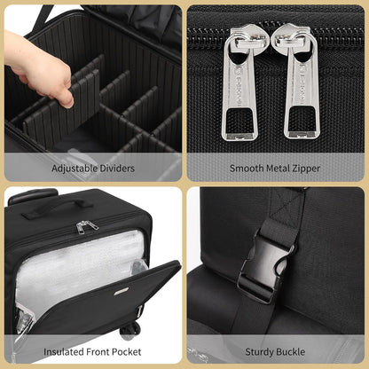 New 360° Rolling Extra Large 4 in 1 Makeup Case with 7 Small Bag