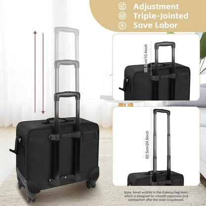 New 360° Rolling Extra Large 4 in 1 Makeup Case with 7 Small Bag