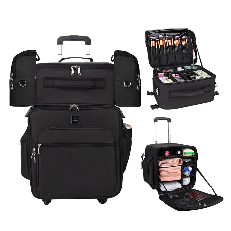 Source Professional Makeup Artist case Black 2 in 1 Rolling Makeup Bag on  m.