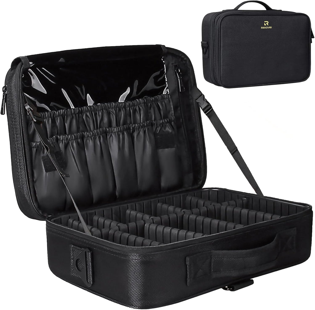 black travel makeup bag Black Medium Makeup Case – Relavel