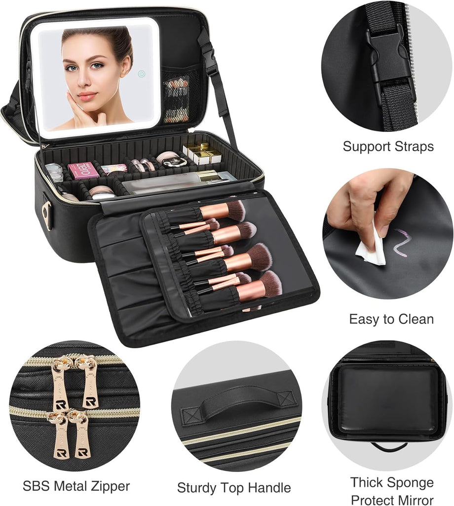 Travel Makeup Bag Cosmetic Bag Organizer with Removable Mirror and  Adjustable Dividers Pink - China Bags for Women and Bags for Girls price |  Made-in-China.com