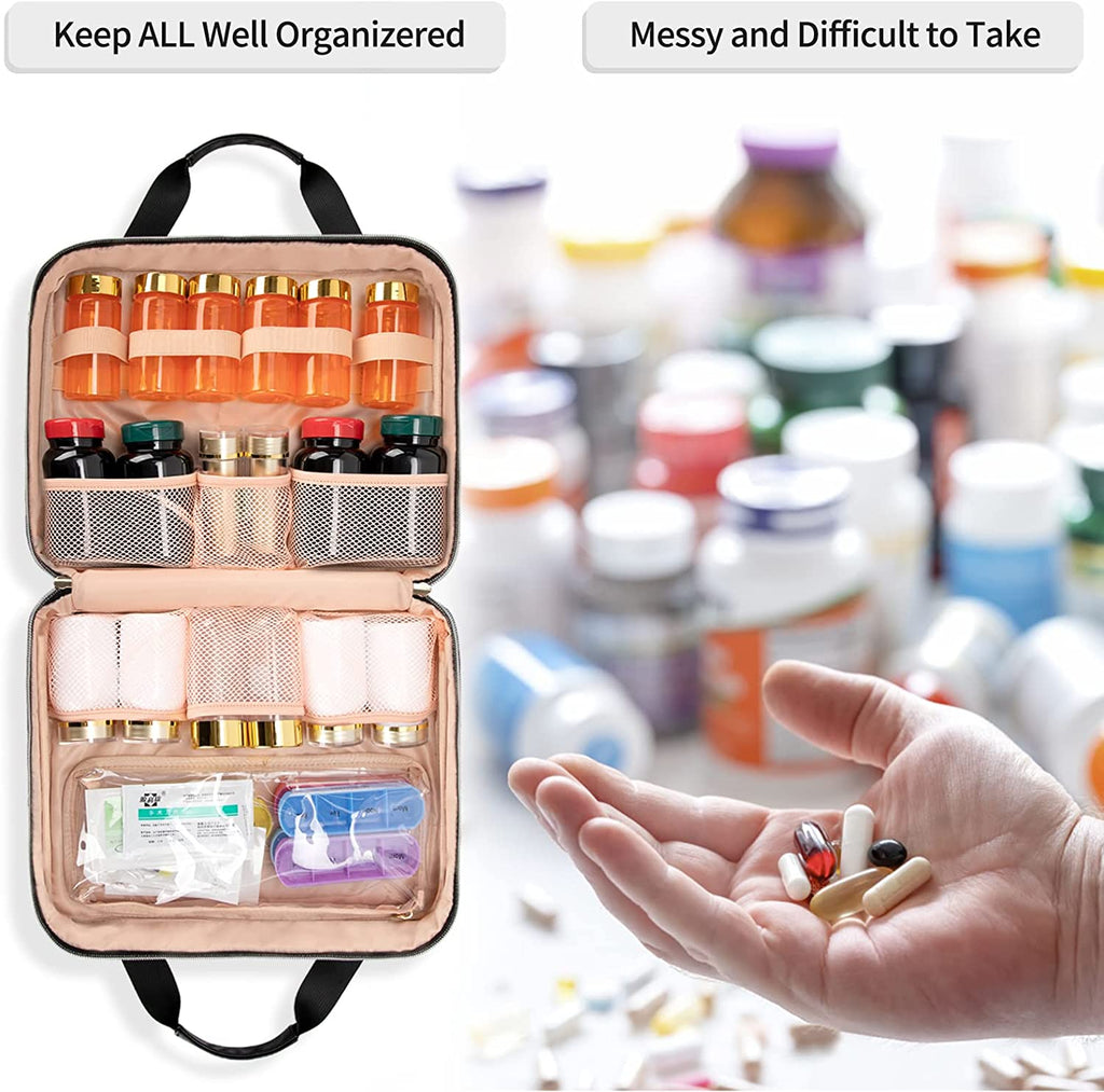Mua Razbag Portable, Lockable, Prescription Medicine Bag, Included Weekly  Pill Box, Medicine Carrier Holds 20 Various Sizes of Medication Pill Bottles  or use for Vitamins, 3 Pockets for Medical Supplies trên Amazon