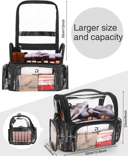Rolling Extra Large 3-Layer Makeup Train Case With 4 360° Spinner Wheels, Adjustable Dividers