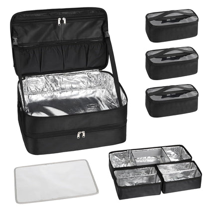 Available for sale in the United States only.Double Layer Extra Large Makeup Case with 3 Detachable compartments and 3 Makeup Bags