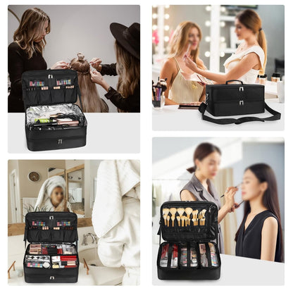 Available for sale in the United States only.Double Layer Extra Large Makeup Case with 3 Detachable compartments and 3 Makeup Bags