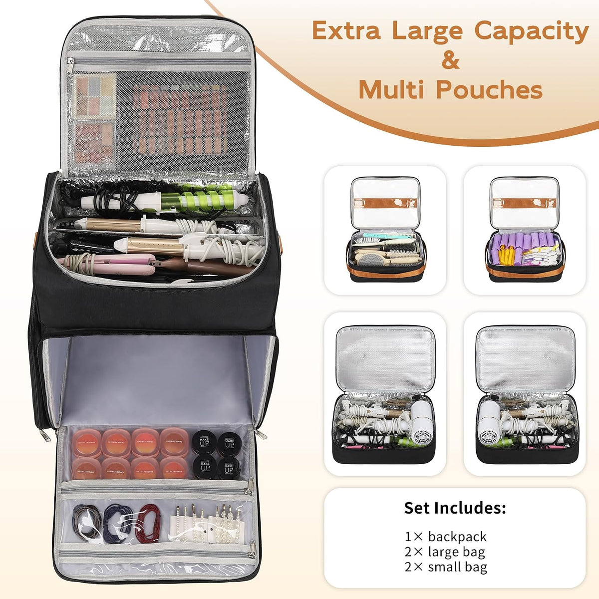 Extra Large Hairstylist Traveling Backpack with 4 Pouches