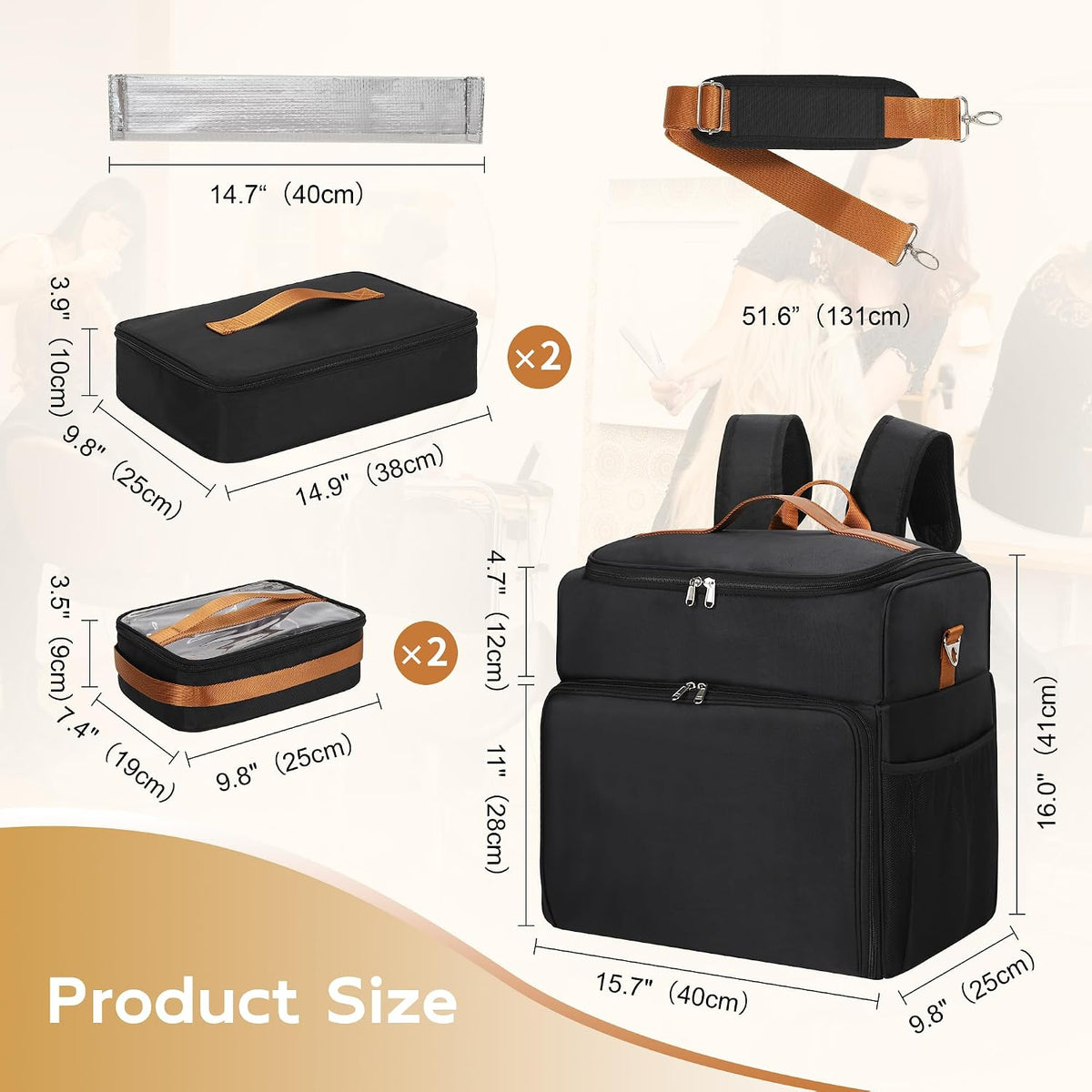 Extra Large Hairstylist Traveling Backpack with 4 Pouches