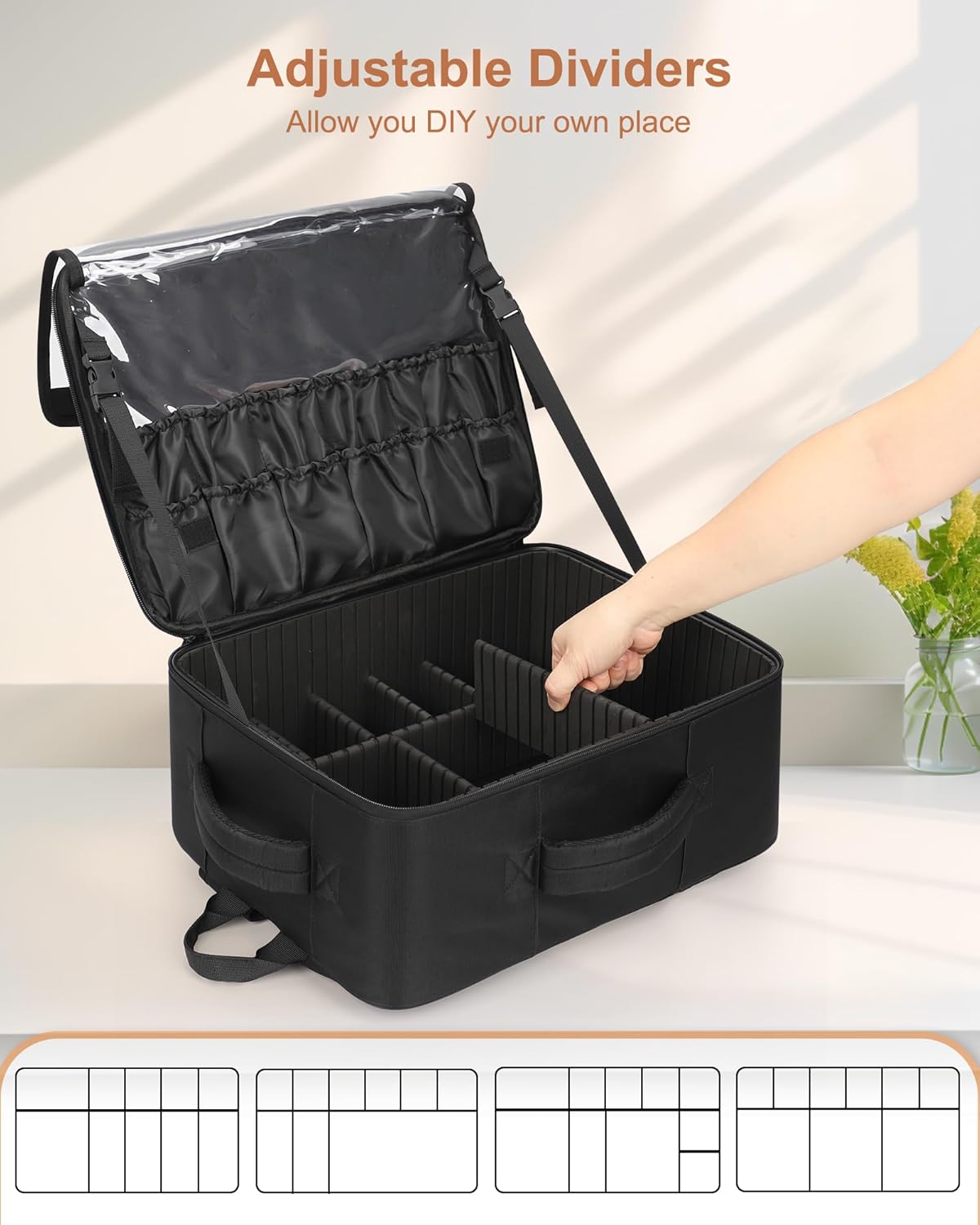 Relavel Extra Large Makeup Backpack with 4 Clear Bags