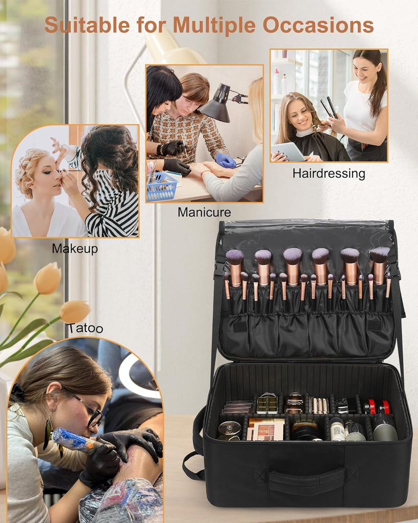 big travel makeup bags Relavel Extra Large Makeup Backpack with 4 Clear Bags