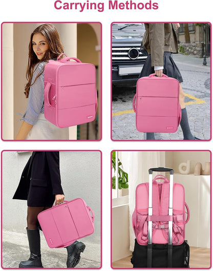 Relavel Extra Large Makeup Backpack with 4 Clear Bags, Rose Pink