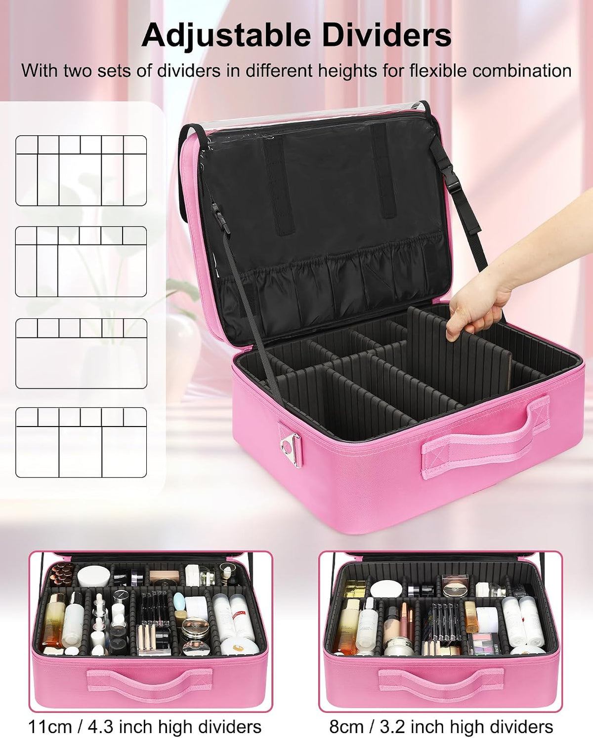 Rose Pink Extra Large Makeup Case
