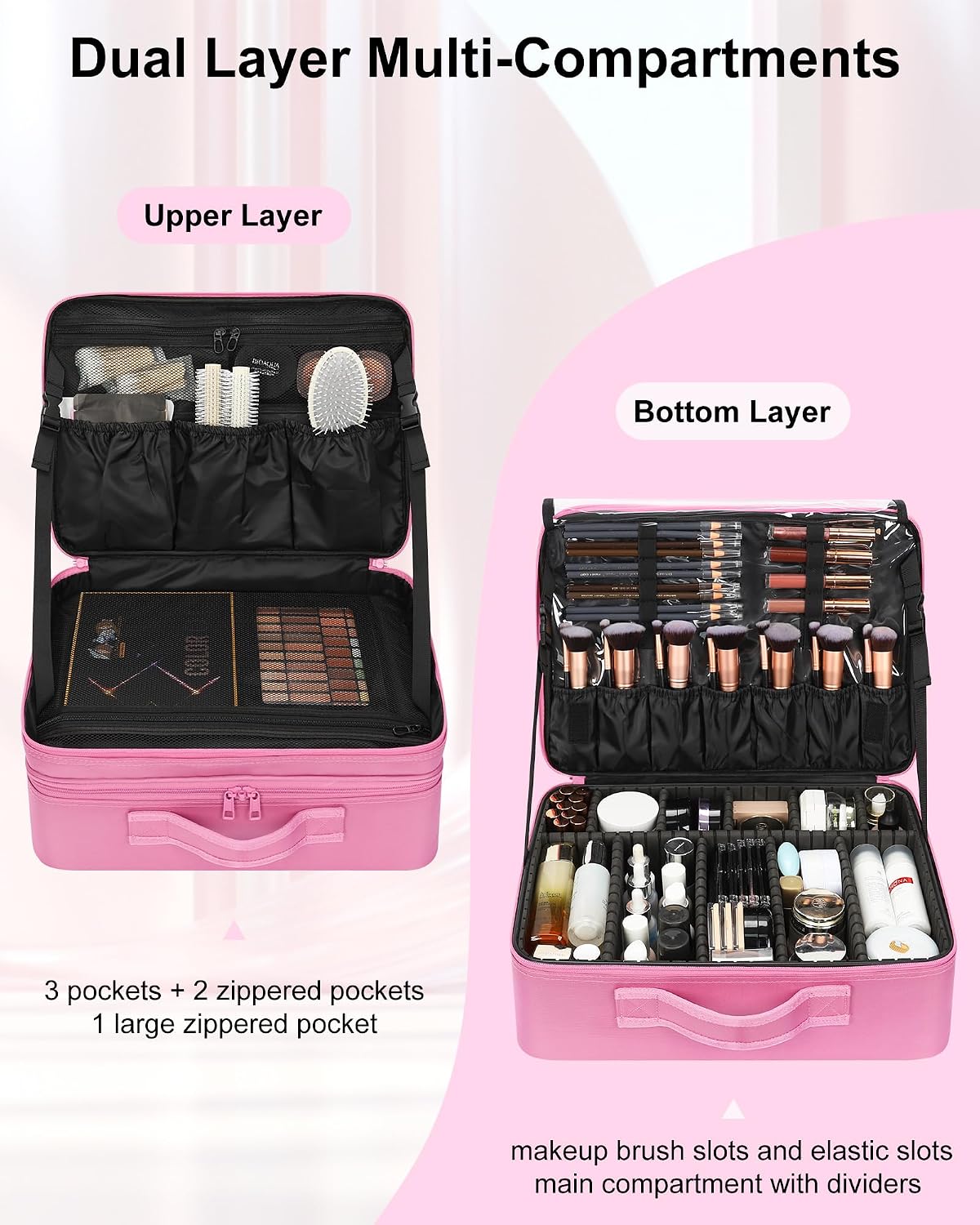 Rose Pink Extra Large Makeup Case