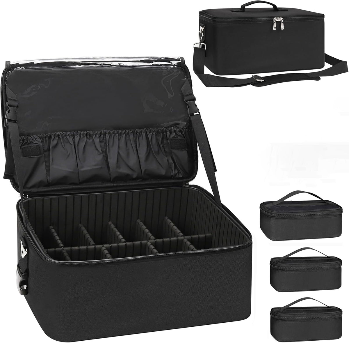 Rolling Hairstylist Makeup Train Case with 4 Wheels