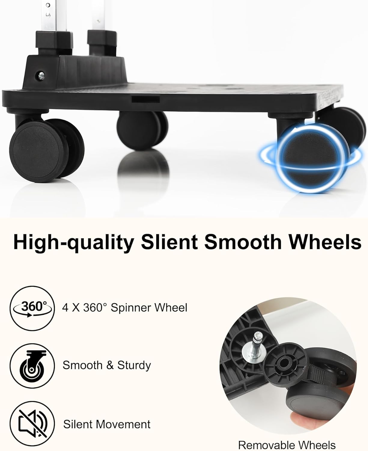 Relavel Folding Hand Truck, Lightweight Trolley Cart with 4 Removable 360° Spinner Wheels