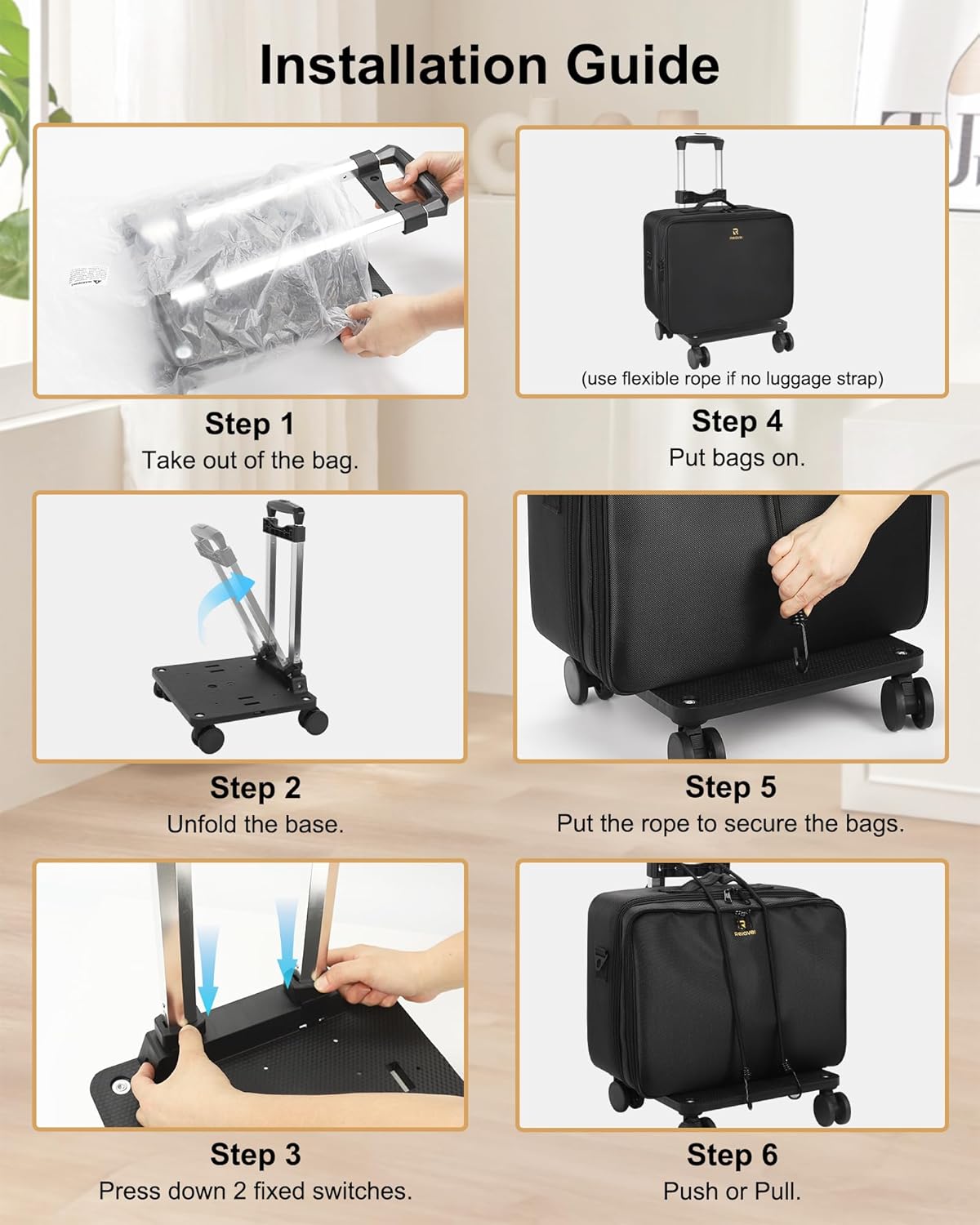 Relavel Folding Hand Truck, Lightweight Trolley Cart with 4 Removable 360° Spinner Wheels