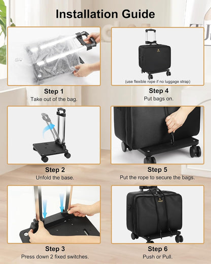 Relavel Folding Hand Truck, Lightweight Trolley Cart with 4 Removable 360° Spinner Wheels