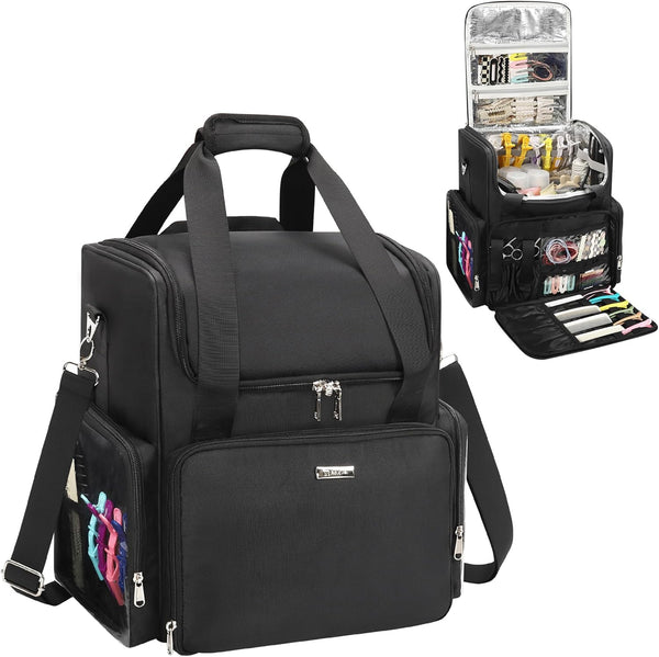 Relavel Hairstylist Travel Bag With Adjustable Dividers And Shoulder Strap