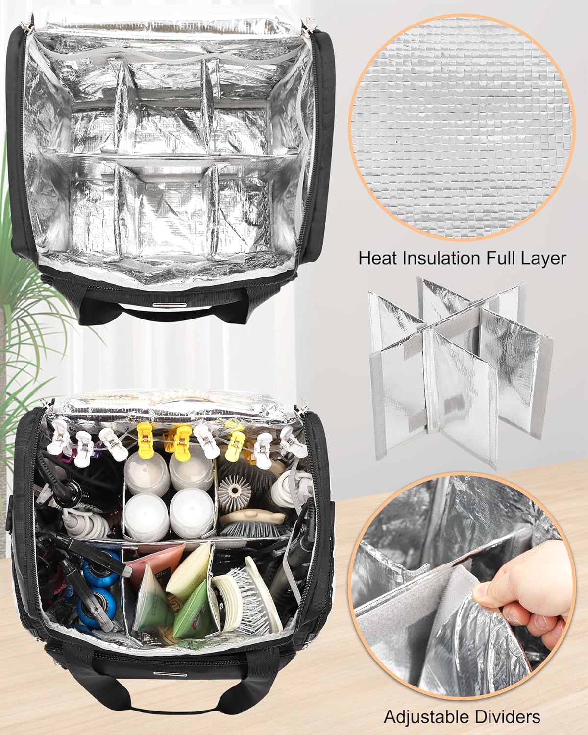 Relavel Hairstylist Travel Bag With Adjustable Dividers And Shoulder Strap