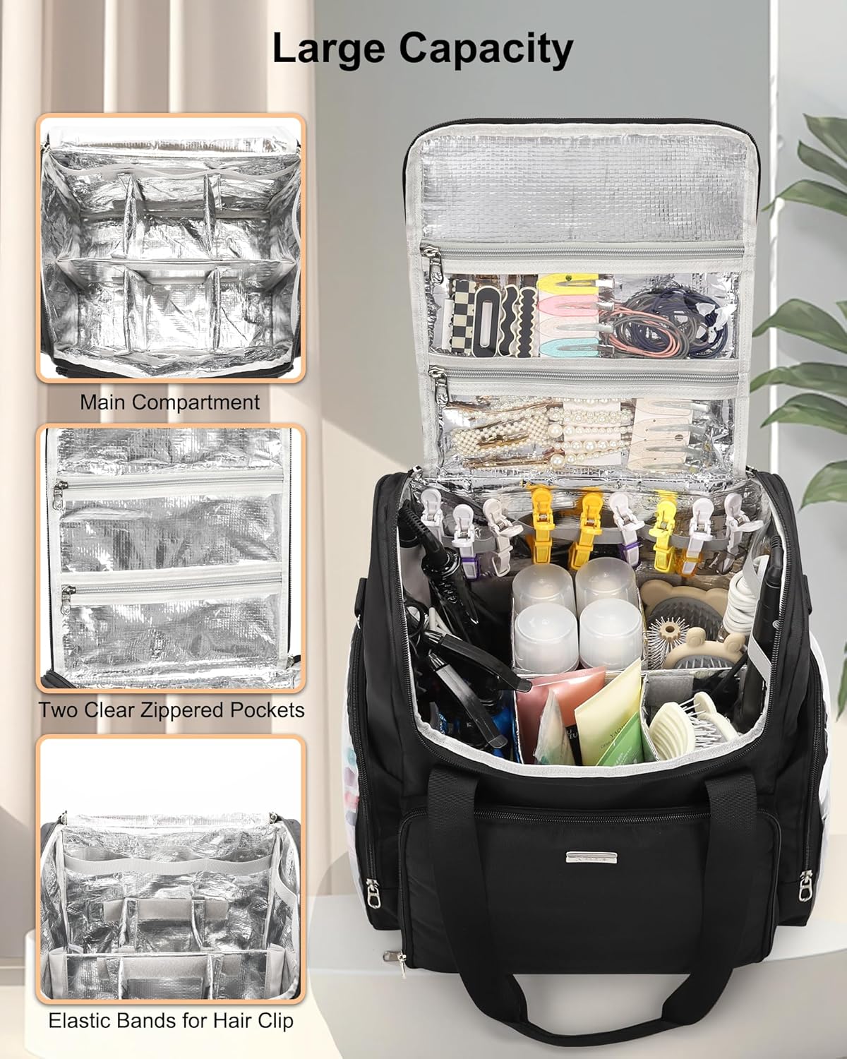 Relavel Hairstylist Travel Bag With Adjustable Dividers And Shoulder Strap