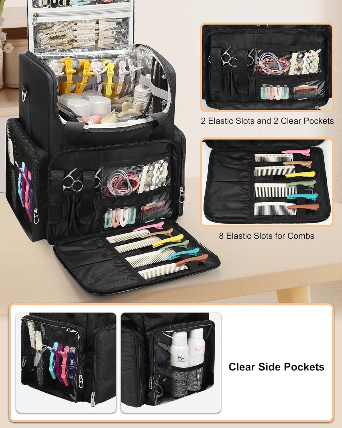 Relavel Hairstylist Travel Bag With Adjustable Dividers And Shoulder Strap
