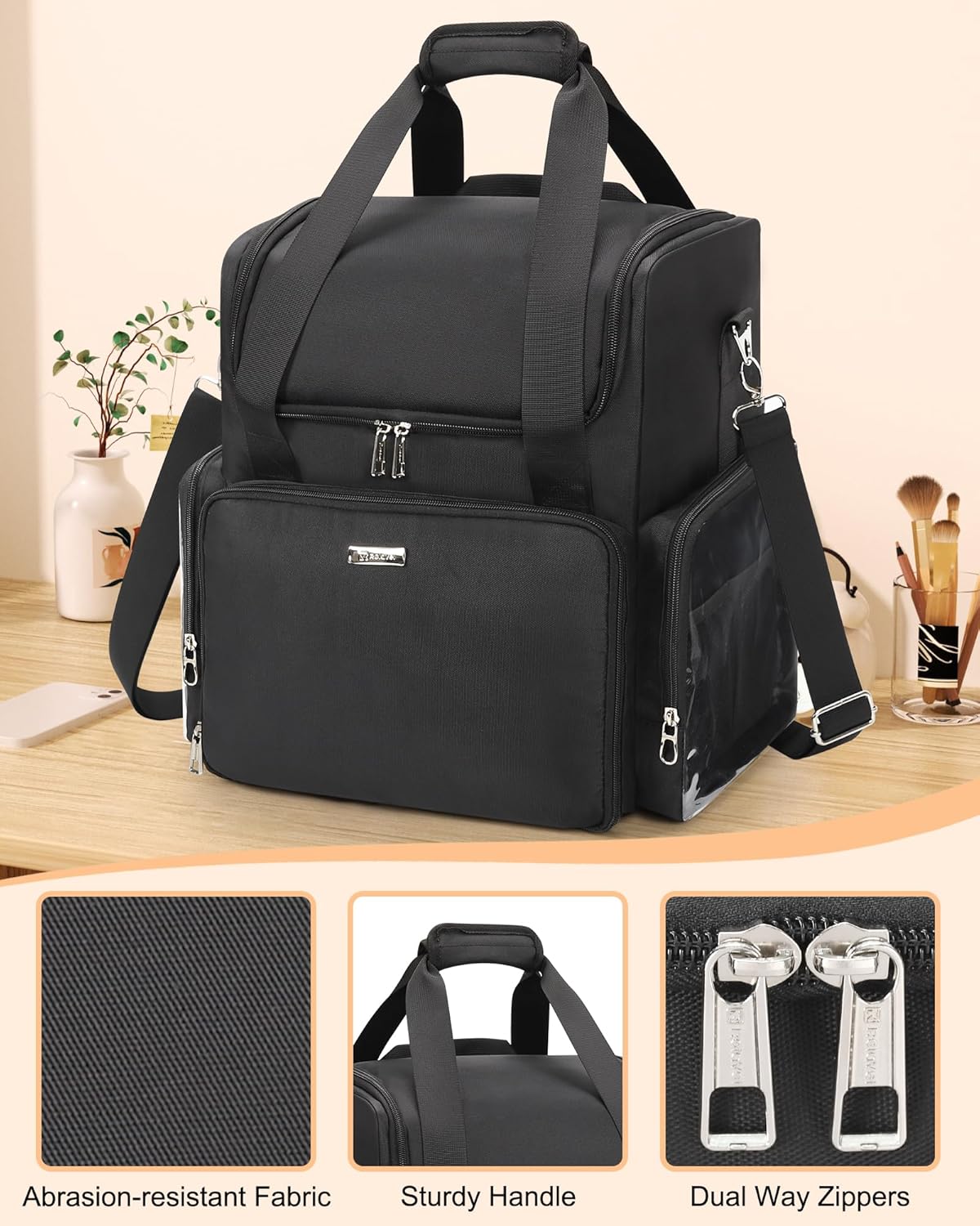 Relavel Hairstylist Travel Bag With Adjustable Dividers And Shoulder Strap