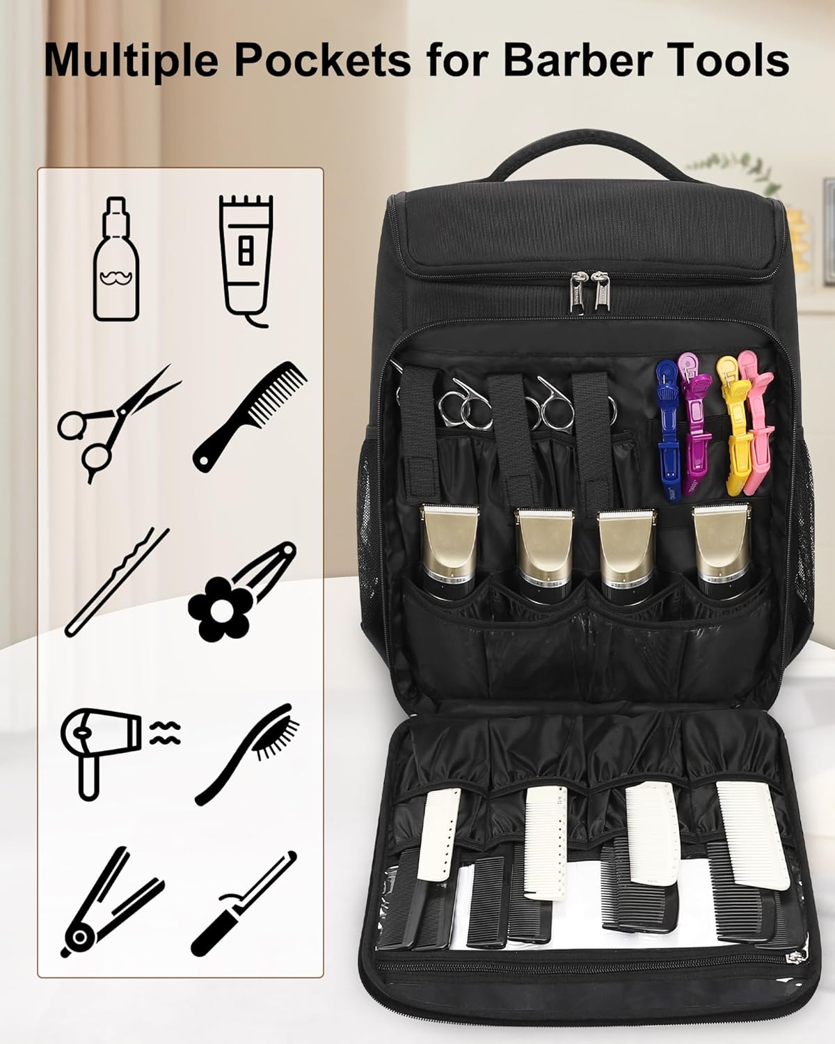 Relavel Hairstylist Travel Backpack for Clippers and Supplies