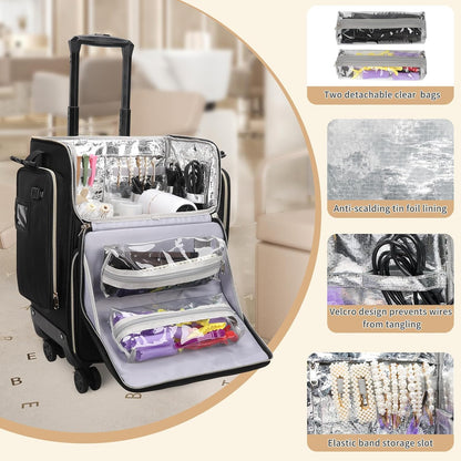 Available for sale in the United States only.Hairstylist Traveling Case with four 360° Rotatable Wheels