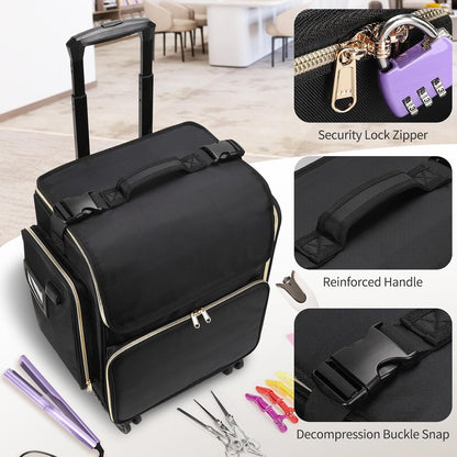 Available for sale in the United States only.Hairstylist Traveling Case with four 360° Rotatable Wheels