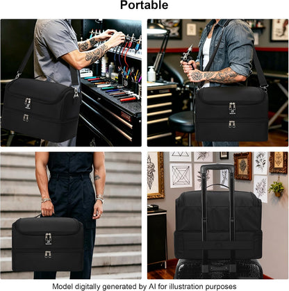Relavel Large Double Layer Tattoo Travel Organizer Shoulder Bag