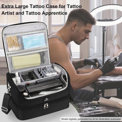 Relavel Large Double Layer Tattoo Travel Organizer Shoulder Bag