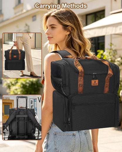 Relavel Large Makeup Backpack with 3 Clear Bags, Black