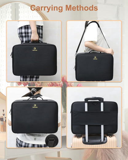 Relavel Large Makeup Case with 3 Clear Set Bags